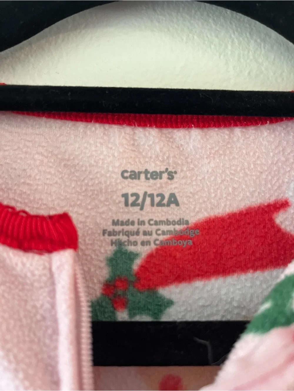 Pink Holiday Onesie Pajamas with Reindeer & Santa Print
